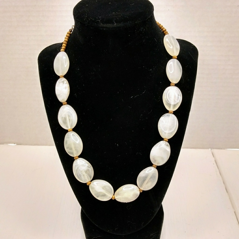 Chunky translucent white beaded necklace